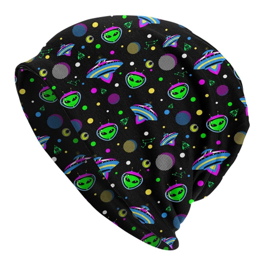 5906 Alien Beanie Hat Chemo Headwear Slouchy Skull Sleep Cap Winter Running